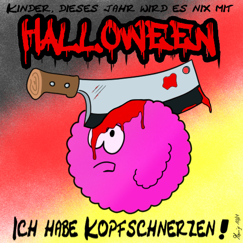 Halloween-2021-5 halloween schnuhsel messer beil kinder kopfschmerz cartoon comic skizze