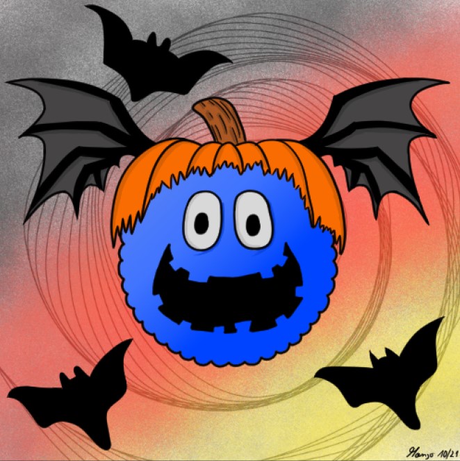 Halloween2021-2 halloween schnuhselween schnuhsel mamjo kürbis pumpkin fledermaus cartoon comic skizze